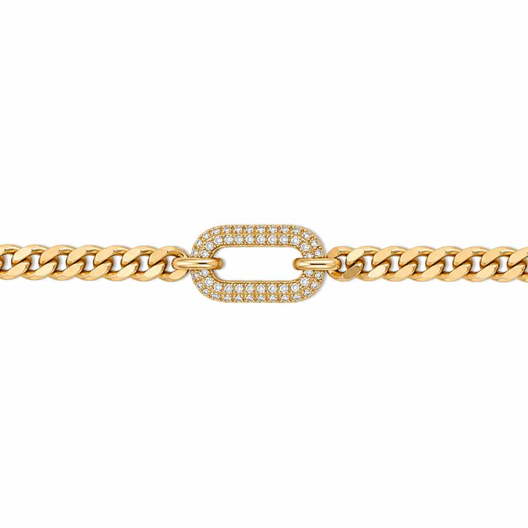 Radiant Link Crystal Bracelet – Gold Edition