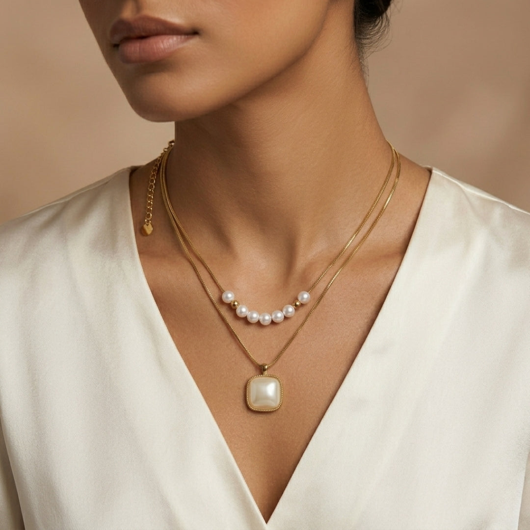 Liora Veil Layered Pearl Necklace