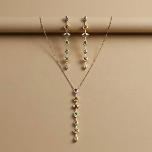 Astra Relique Multi Stone Necklace Set