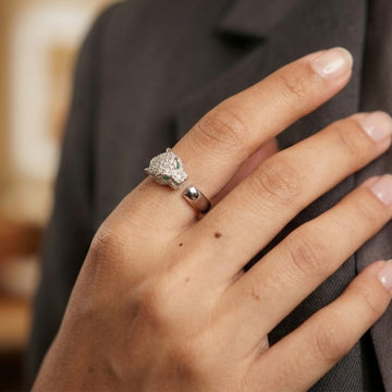 The Empress Panther  Silver Adjustable Ring