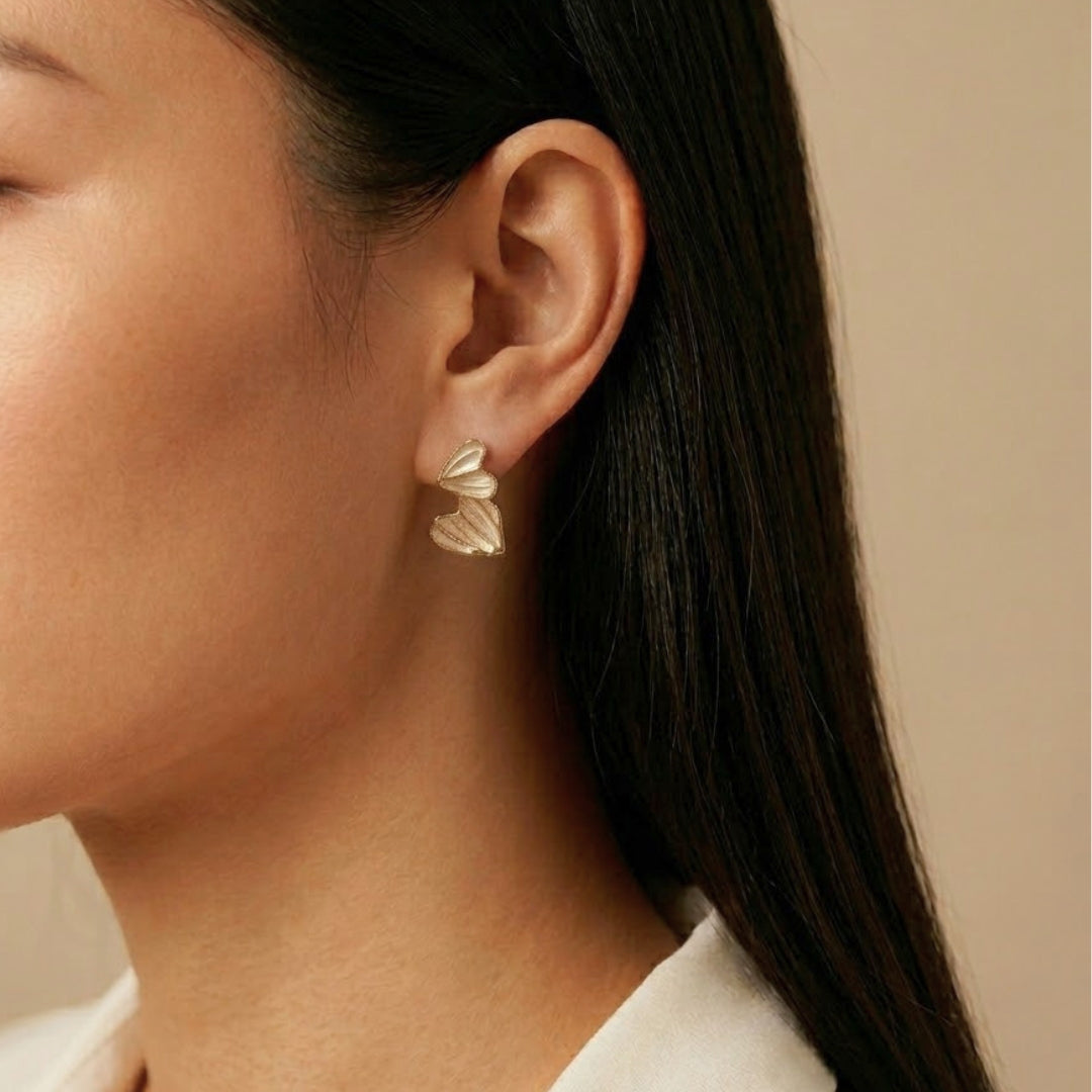 Pearl Enamel Abstract Stud Earrings