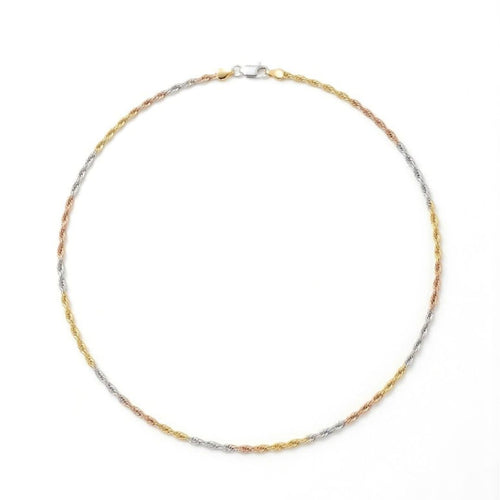 Trinity Twist Necklace – 3 Tone Braided Chain