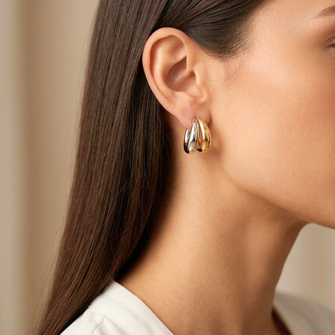 Dualuxe Two-Tone Hoop Earrings