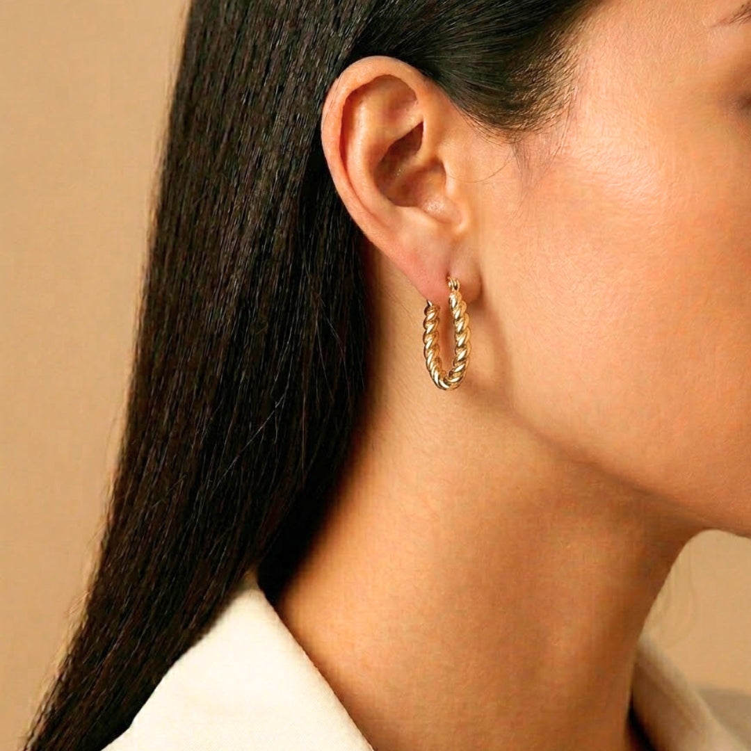 Lunara Twisted Gold Hoop Earrings