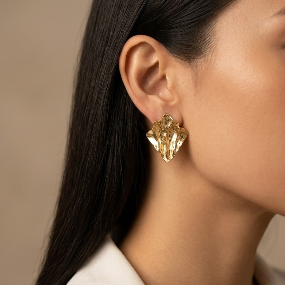 Auric Crinkle Stud Earrings