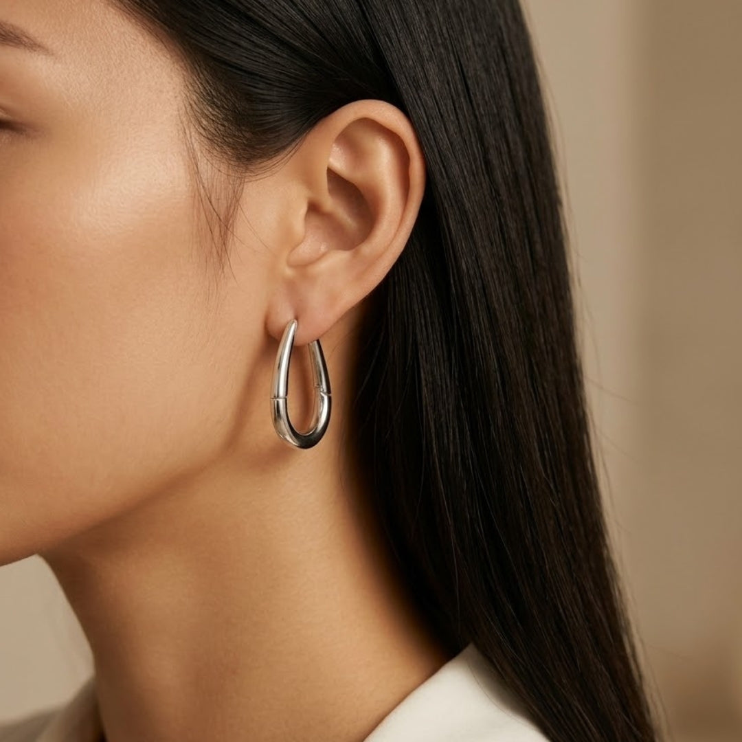 Luna Silver Hoop Earrings