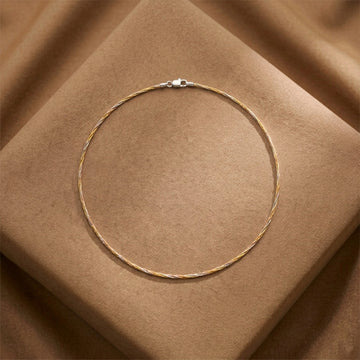 925 Silver 3 tone sleek chain necklace