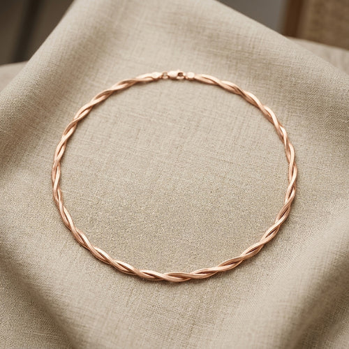 Braid Snake Chain Necklace 925 Silver | Rose Gold
