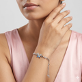 925 Silver Azure Blue Butterfly Star Adjustable Bracelet