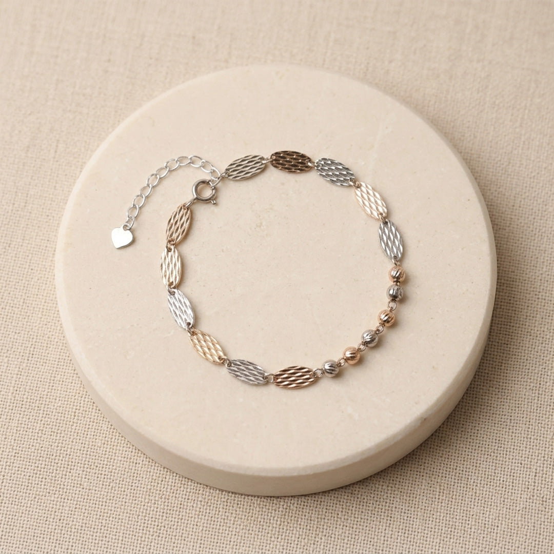 925 Silver dual tone Hammered Bracelet