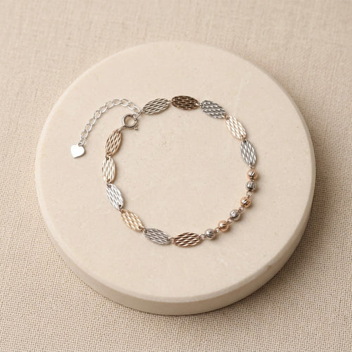 Silver Dual Tone Hammered Bracelet 925