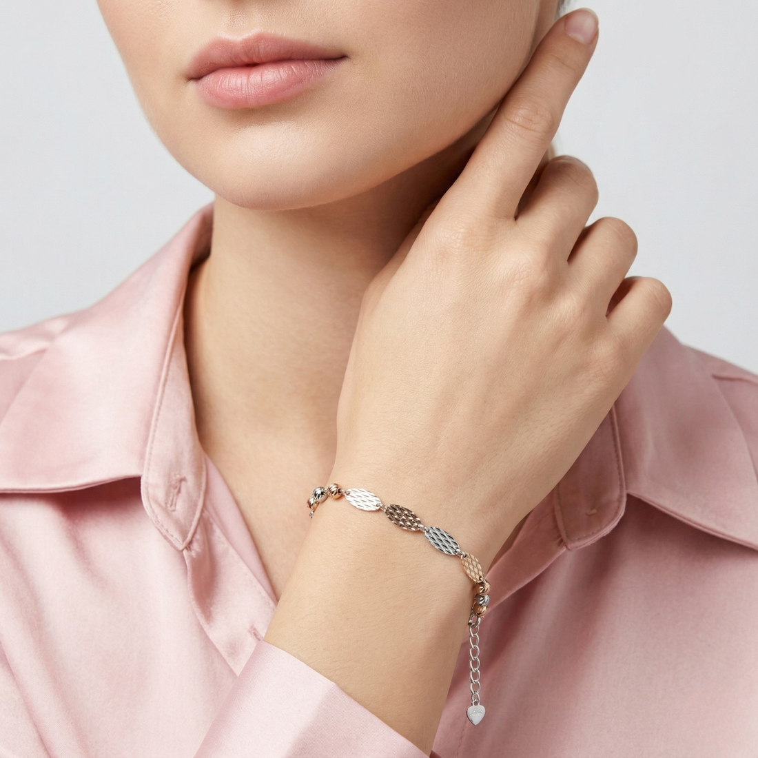 925 Silver dual tone Hammered Bracelet