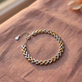 925 Sterling Silver & 18K Gold Heart Link Bracelet