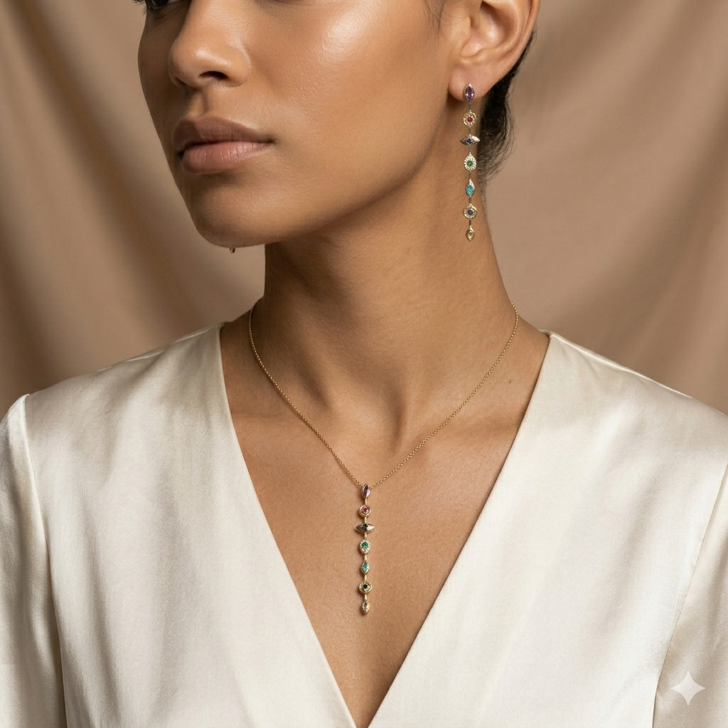 Astra Relique Multi Stone Necklace Set