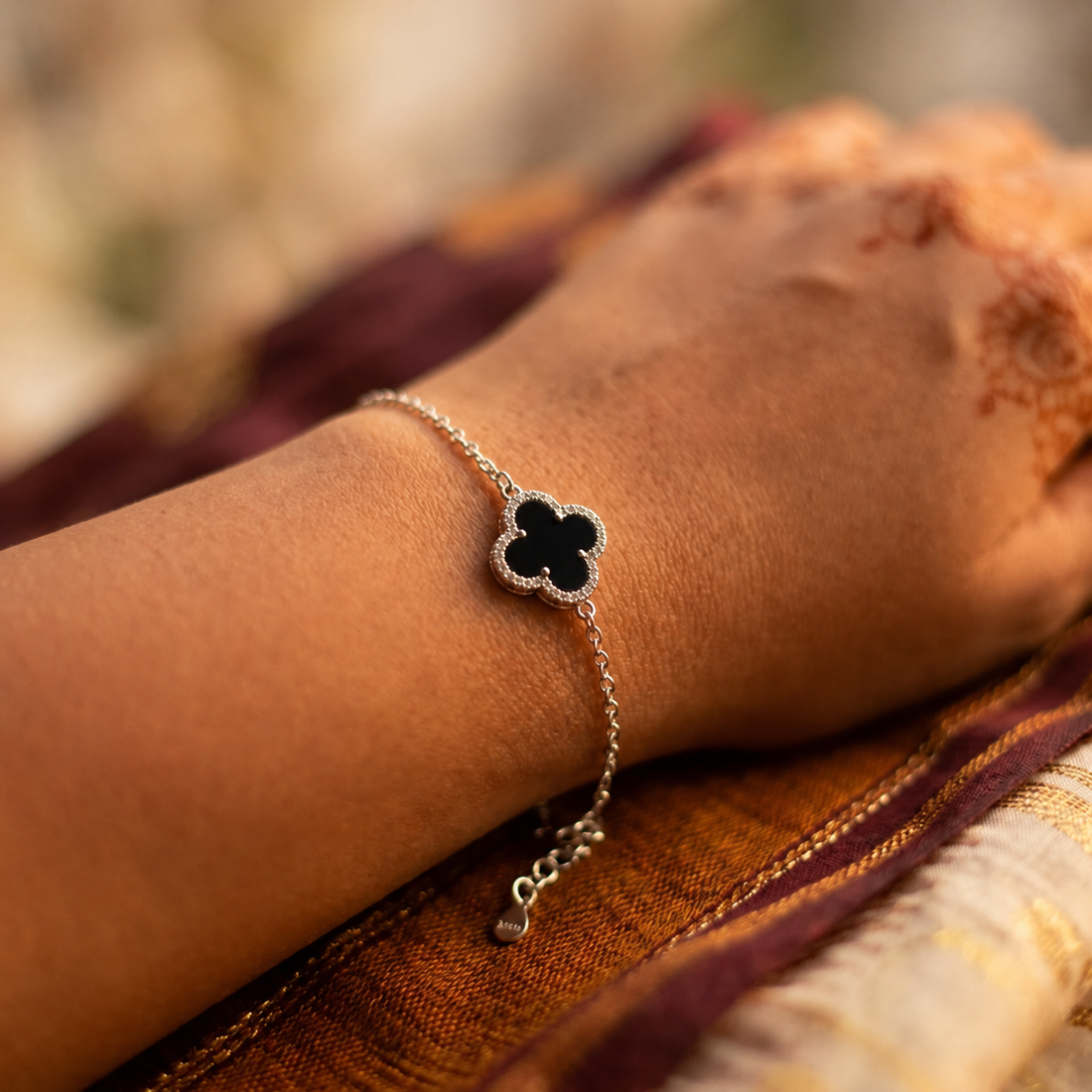 Midnight Clover Charm Bracelet
