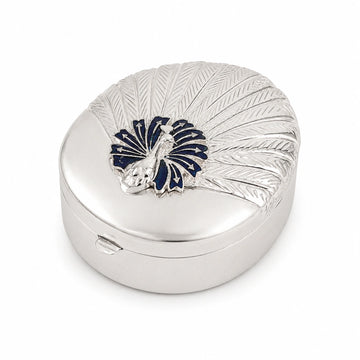 Peakcock Style Kumkum Box with Handcrafted Meenakari Work |  925 Silver 54 Grams