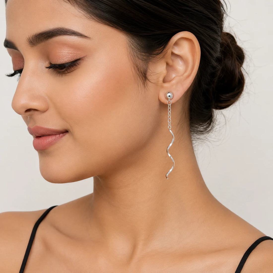 Silver Twist Drop Earrings
