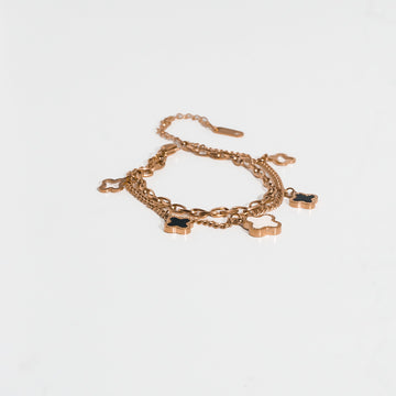 Clover Charm Rose Gold Layered Bracelet