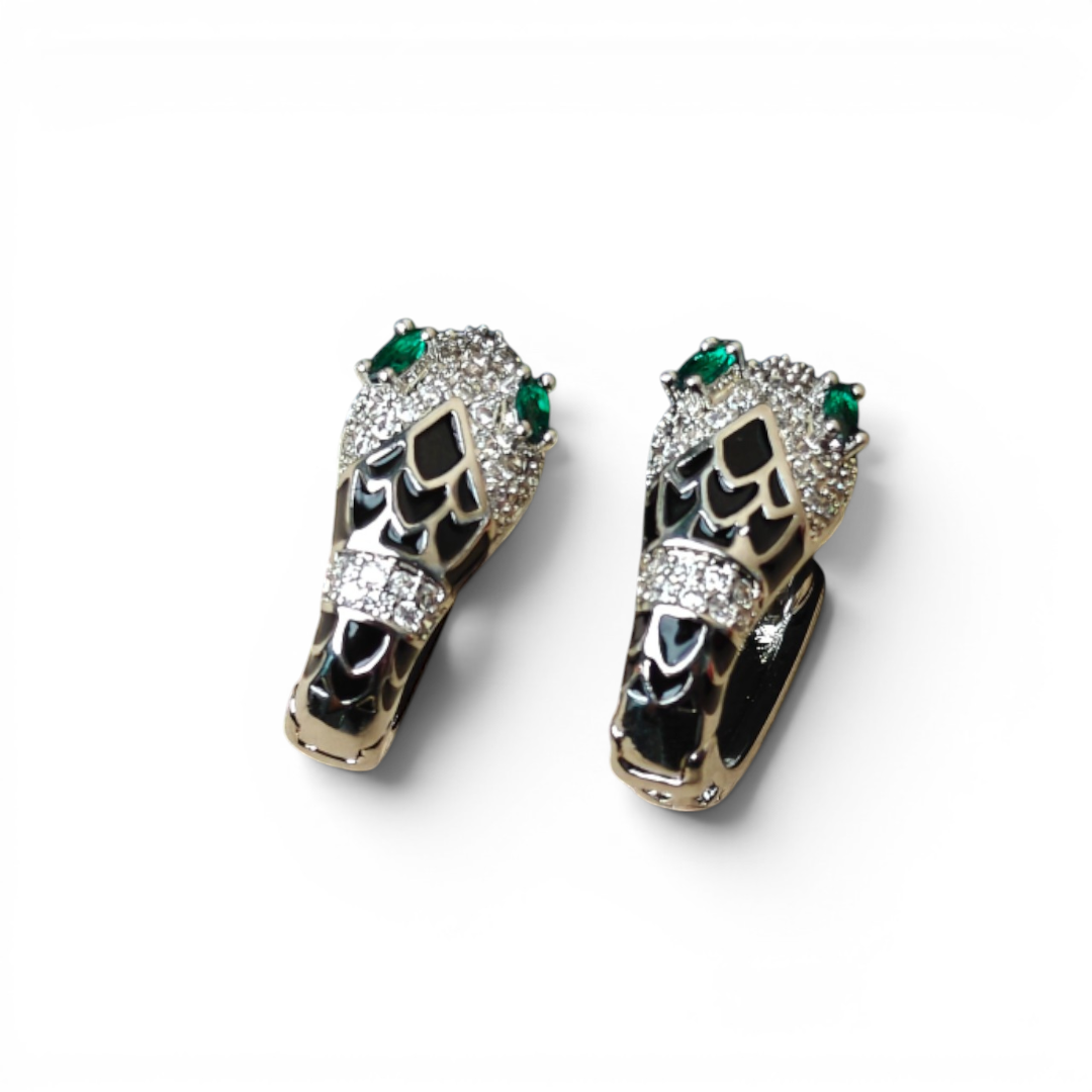 Emerald-Eyed Serpent Hoops