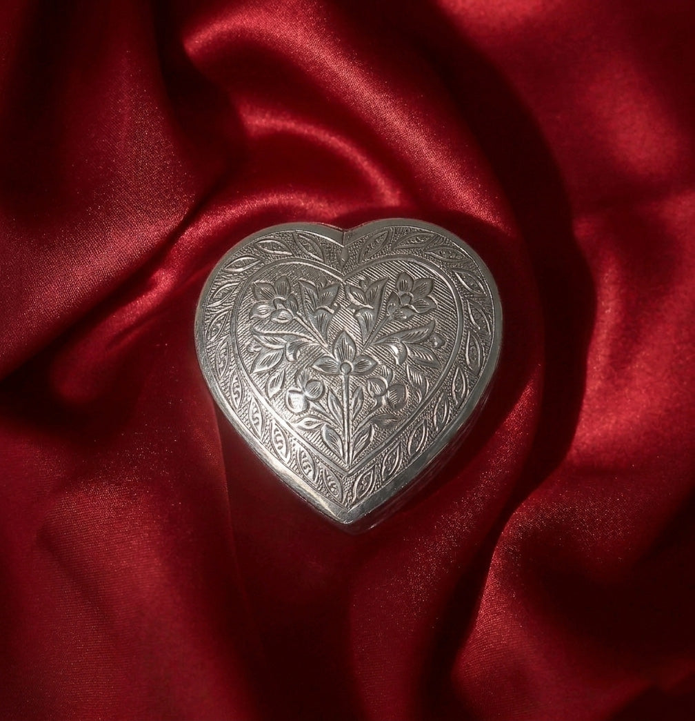 925 Silver Heart Kumkum Box