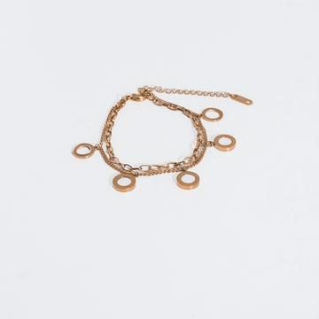 Pearl Charm Layered Rose Gold Bracelet