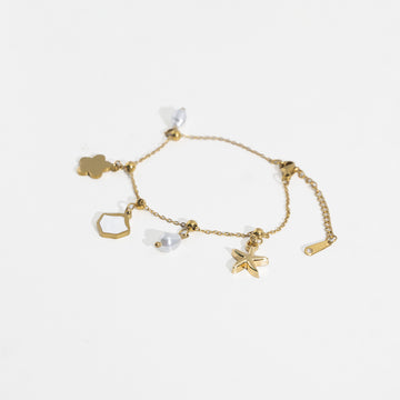 Pearl Gold Charm Bracelet