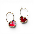 Ruby Heart Gold hoops