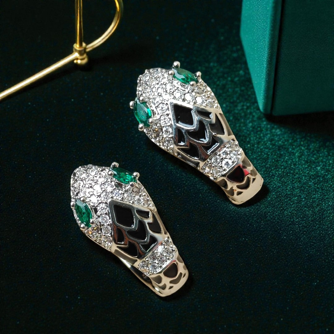 Emerald-Eyed Serpent Hoops