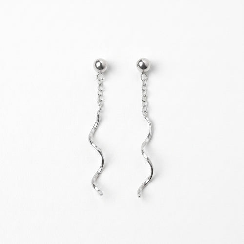 Silver Twist Drop Earrings