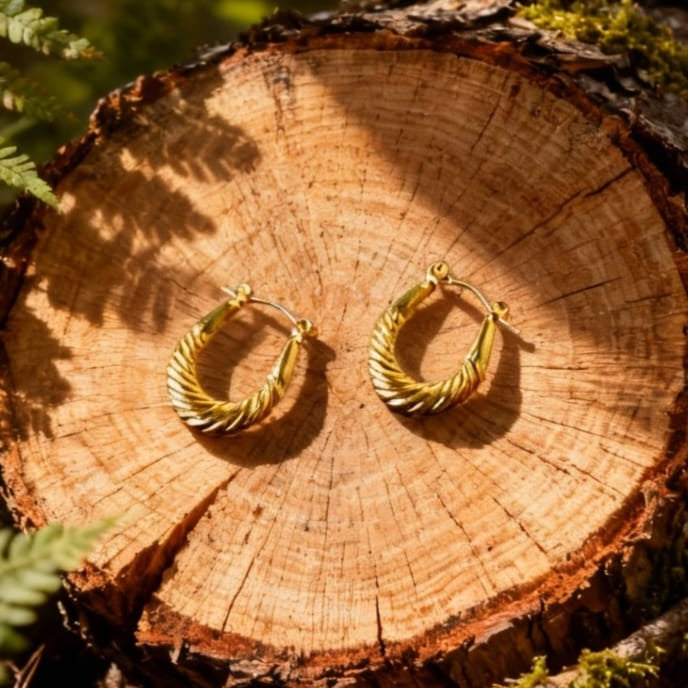 Gold Swirl Hoops
