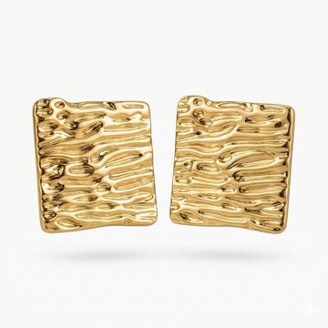 Molten Wave Square Stud Earrings