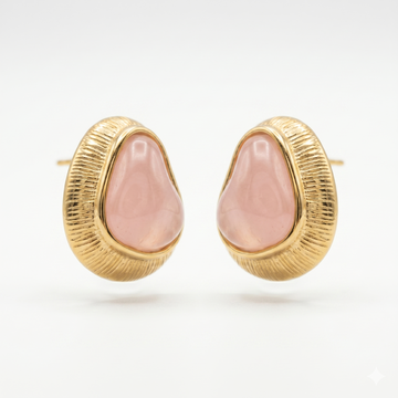 Blush Stone Gold Stud Earrings
