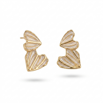 Pearl Enamel Abstract Stud Earrings