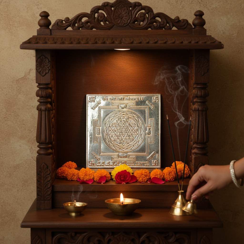 925 Pure Silver Shree Yantra Hindu Vedic Symbol for Wealth & Prosperity - 19 Gram(Big)